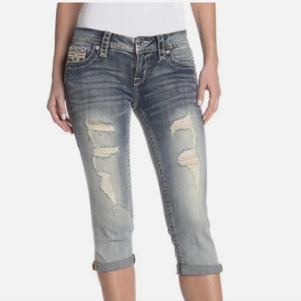 Rock Revival Women's Capri Vivian Crop Jeans Rhinestone Size 25
